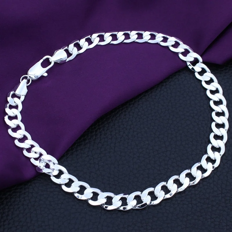 OMHXZJ индивидуальная мода унисекс праздничный свадебный подарок серебро 12 мм Фигаро Цепь 925 серебро цепь ожерелье NC195