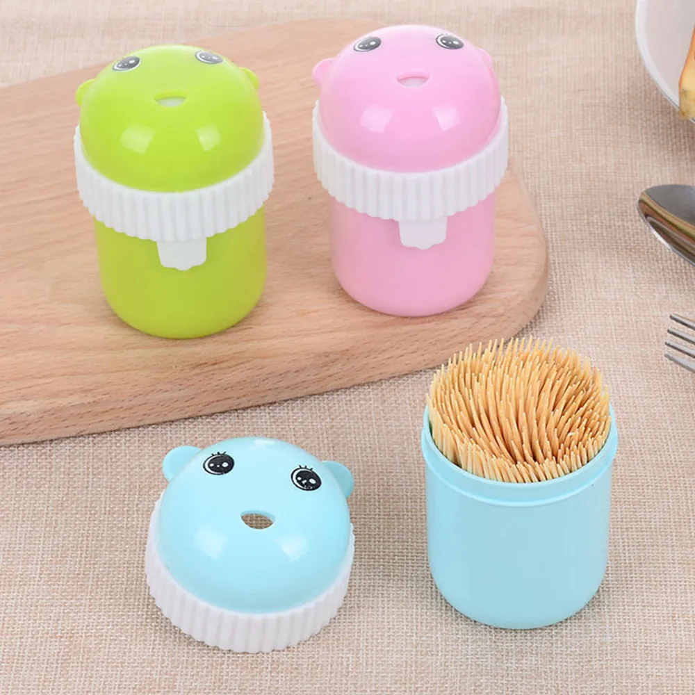 Toothpick Box Plastic Toothpicks Holder Barrel Dispenser Portable