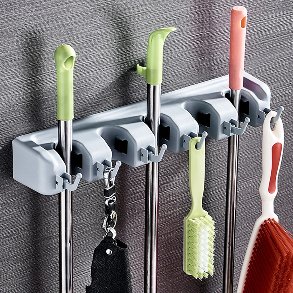 1 Pc Wall Mounted Mop Rack Brush Broom Holder 5/4/3 Position Hangers Organizer Storage Kitchen Bathroom Hooks Tool Organization 1 Pc Wall Mounted Mop Rack Brush Broom Holder 5/4/3 Position Hangers Organizer Storage Kitchen Bathroom Hooks Tool Organization