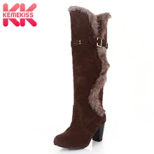KemeKiss/размер 34-43; зимние сапоги-гладиаторы; женские полусапожки на квадратном каблуке; женские теплые плюшевые зимние сапоги; пикантная женская обувь для отдыха