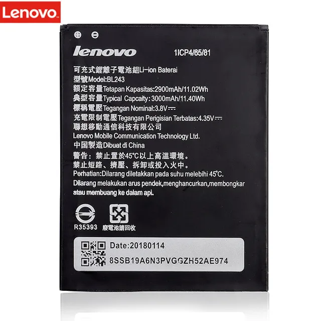 100% оригинал 2900 мАч BL243 мобильного телефона Батарея для Lenovo K3 Note k50-t5 A7000 A5500 A5600 A7600 Батарея