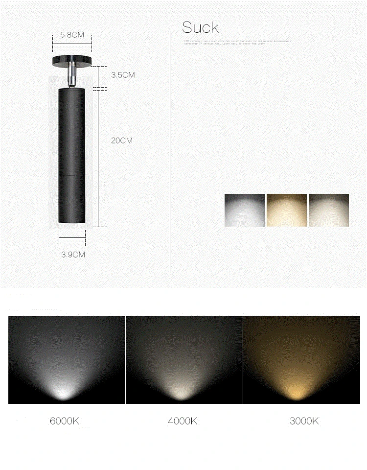LuKLoy Modern Long Tube Spot Light Ceiling Mount Long Spot light Angle Adjustable LED Track Spotlight (14)