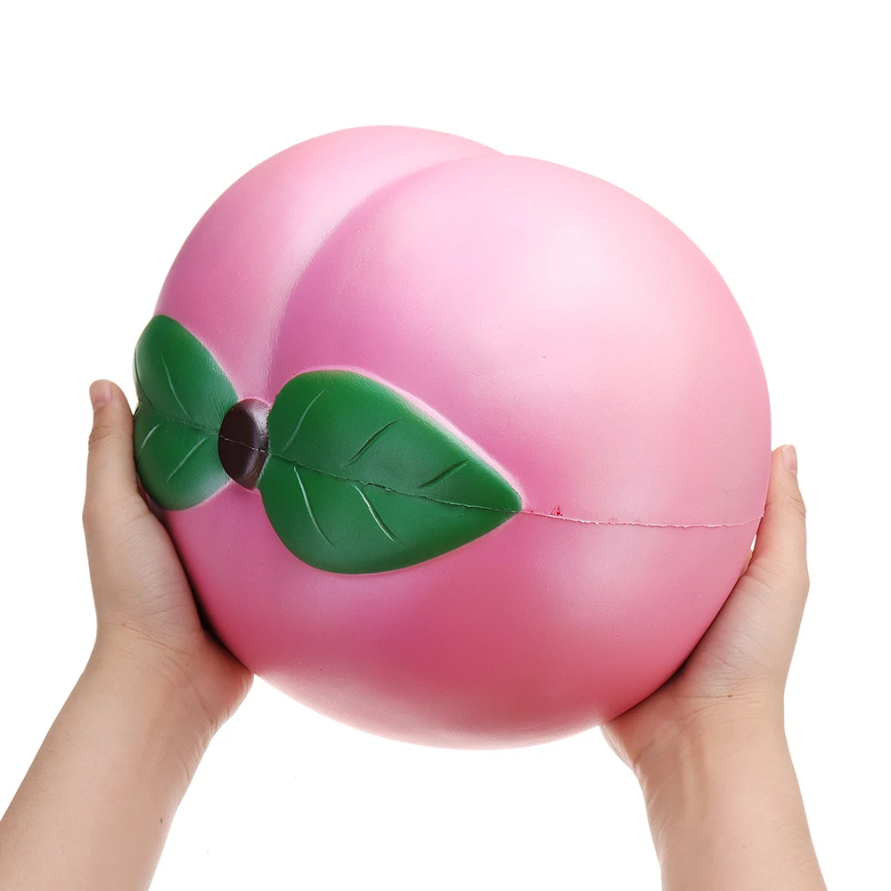 

Huge Pink Peach Jumbo 25*23cm Fruit Slow Rising Soft Toy Gift Collection With Packaging Giant Antistress Toy Soft Stress Relief