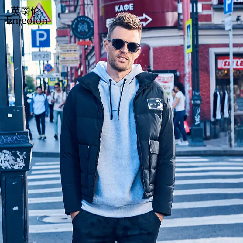 

Enjeolon brand winter thick winter down jacket men pocket parka coat male warm parka coat cool down coat YR0144