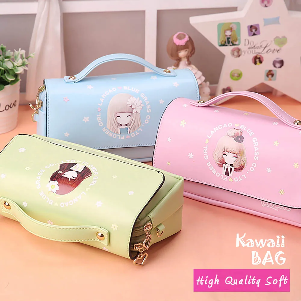 

PU Large Capacity Cartons Pencil Case Kawaii Stationery Hand Bag New