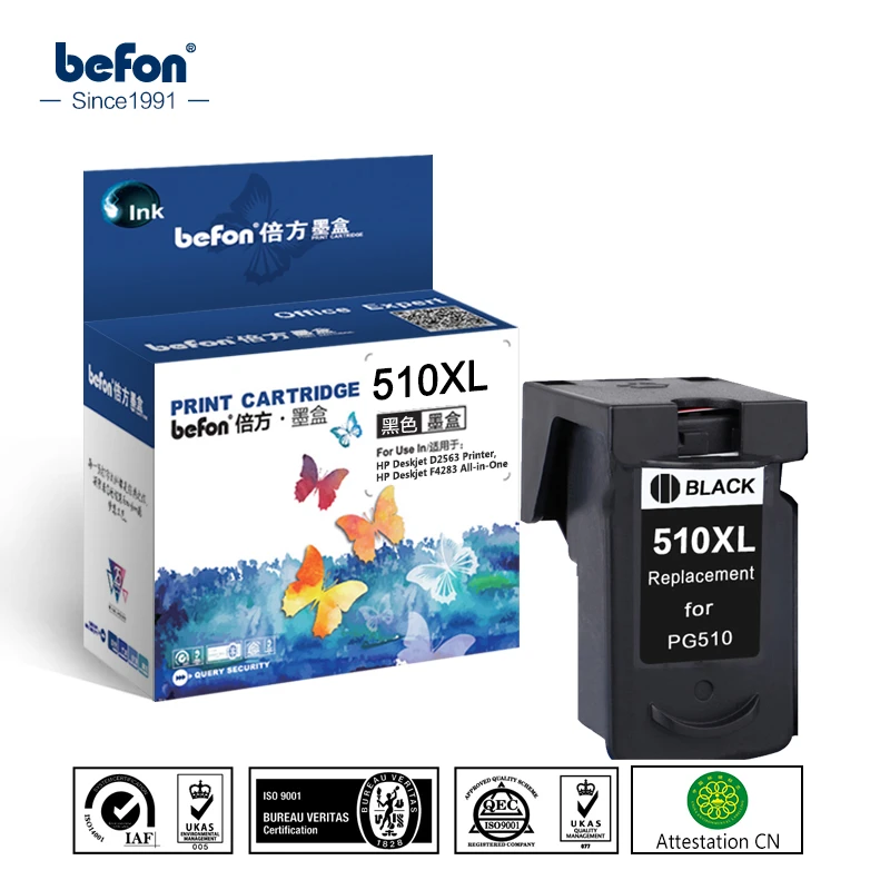 befon Compatible 510XL Ink Cartridge Replacement for Canon PG510 PG-510 PG 510 for Pixma MP240 MP250 MP260 MP270 MP280 480 240 laser printer toner