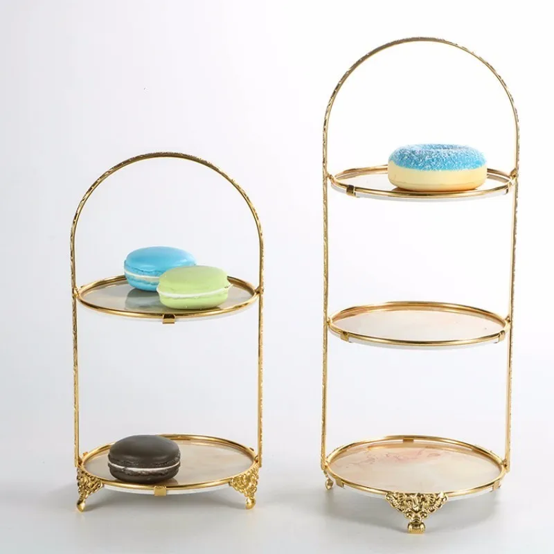 

Plastic Disc Metal Frame Multi-layer Cake Tray Wedding Party Dessert Plate Gold Stand Fruit Plate Tea Snack Tray