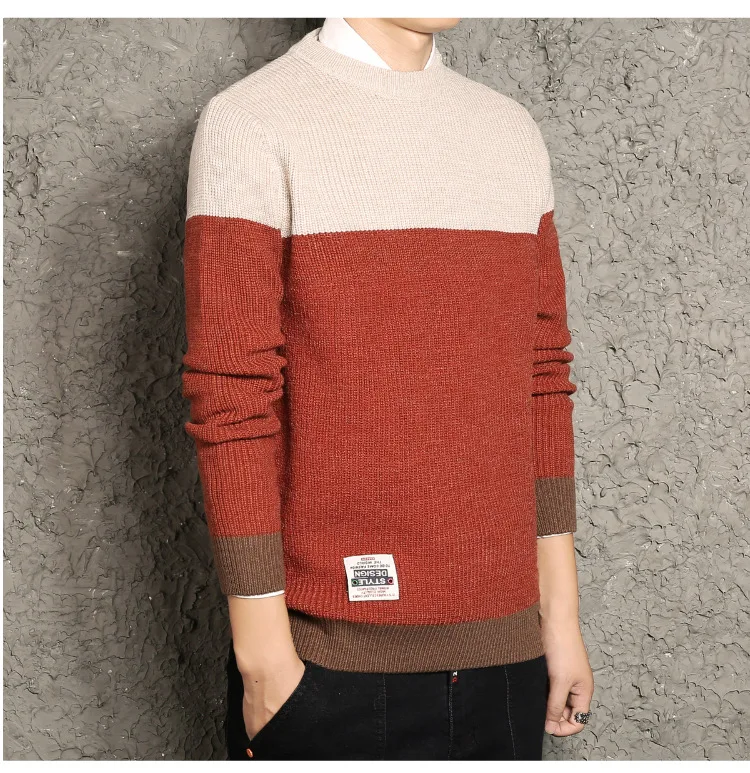 Осенне-зимнее Новое мужское пальто, японский Цвет Ретро-хит, для отдыха, трикотаж, мужской модный свитер
