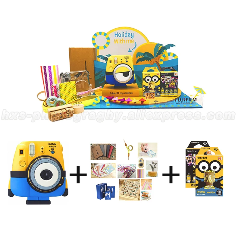 Minion Fuji Fujifilm Instax Mini cámara de película instantánea, Set de regalo especial Instax Mini 8 Fotos Instantanea Minion Fuji Fujifilm Instax Mini cámara de película instantánea, Set de regalo especial Instax Mini 8 Fotos Instantanea