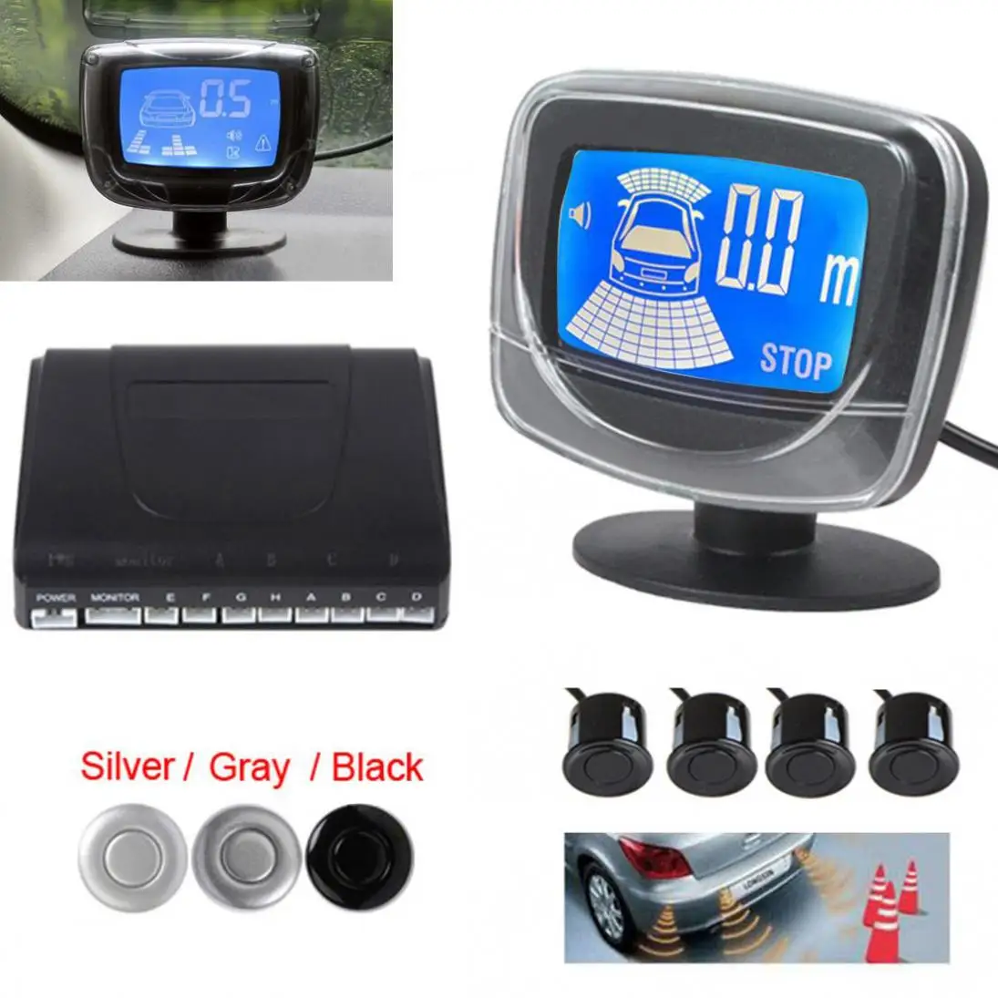 

Weatherproof LCD Car Parking Sensor Dual CPU Sytem Automobile Vehicle Sensor with Step-up Alarm LED Display