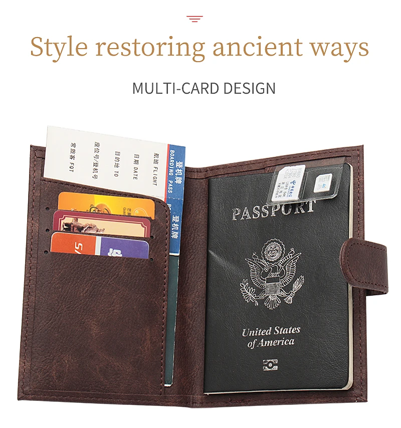 Винтажная Обложка для паспорта из искусственной кожи, для женщин и мужчин, для путешествий, визиток, чехол для паспорта, чехол держатель для карт