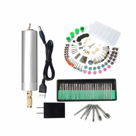 Dutoofree маникюрный аппарат, Бытовая мини электрическая миниатюрная электрическая дрель, ручная дрель, шлифовальная машина, вращающийся электроинструмент, ручка для резьбы - Цвет: With 196pcs