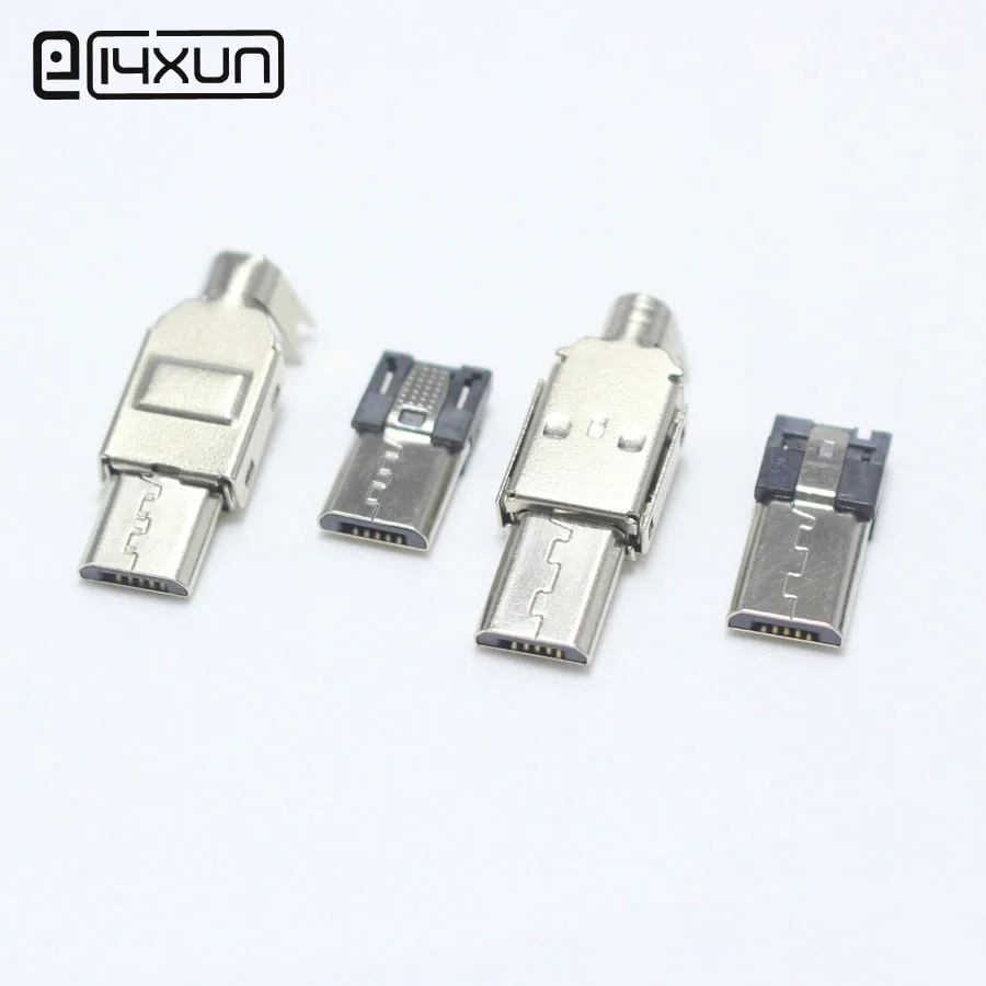 5set Micro USB 5PIN Welding Type Male Plug Connector Charger 5P USB Tail Charging jack 4 in 1 Metal Parts