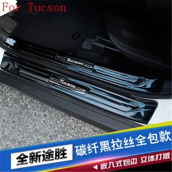 

304 stainless steel Lengthen Scuff Plate/Door Sill Door Sill pedal bienvenidos 8PCS For Hyundai Tucson 215 2016 2017 Car styling