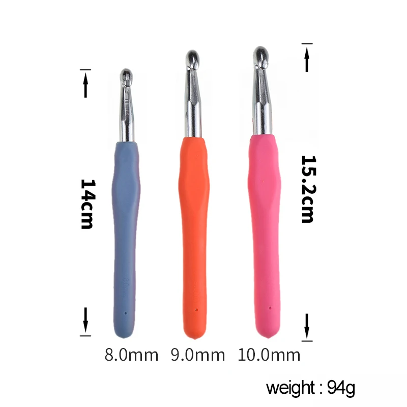 Large Size 8.0mm 9.0mm 10.0mm Crochet Hook Comfortable Grip Handles Crochet Needles Yarn Knitting Needles For Women Carpet Tools (2)
