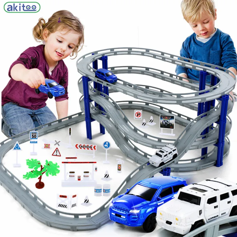  akitoo 1061 New Arrival 3 types Children's Toys Small Train Set Electric Track Car Racing Toy 3-8 Y