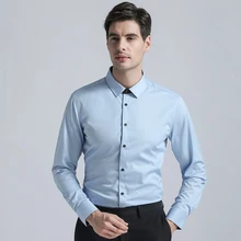 Новое поступление, мужские деловые костюмы с длинными рукавами, рубашки, классические Классические Формальные Рубашки, однотонные хлопковые рубашки, мужские рубашки