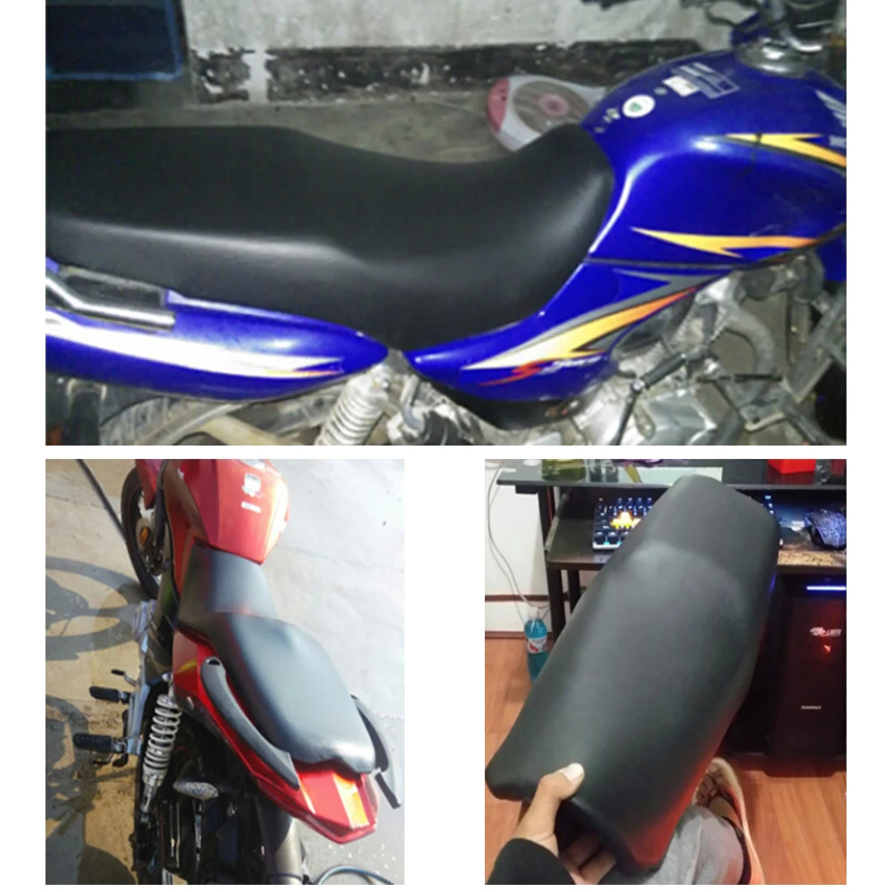 90*70cm Motorcycle Leather Seat Cover Wear-Resistant Universal Motorbike Scooter Electric Car Leather Seat Protector Black -