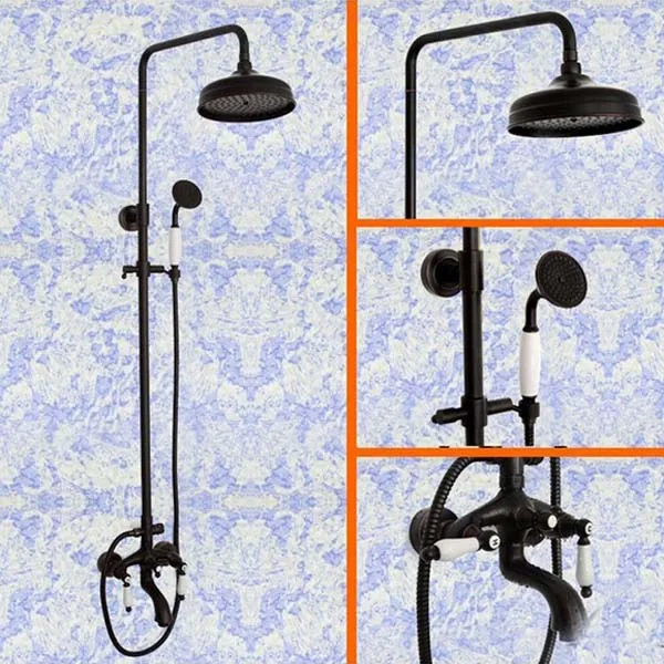 

Oil Rubbed Bronze 8" Rain Shower Faucet Bathtub Faucet Set Mixer Tap