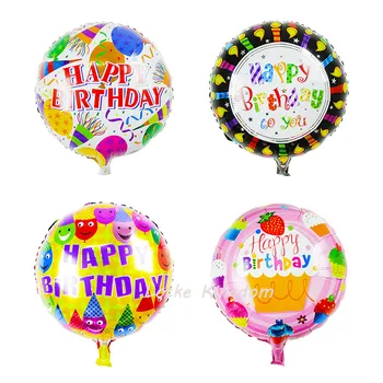 

Lucky 30pcs/lot 45*45cm Round Happy Birthday Cake Balloon Foil Helium Balloons Party Decoration Globos Aluminum Mylar Ballon Toy