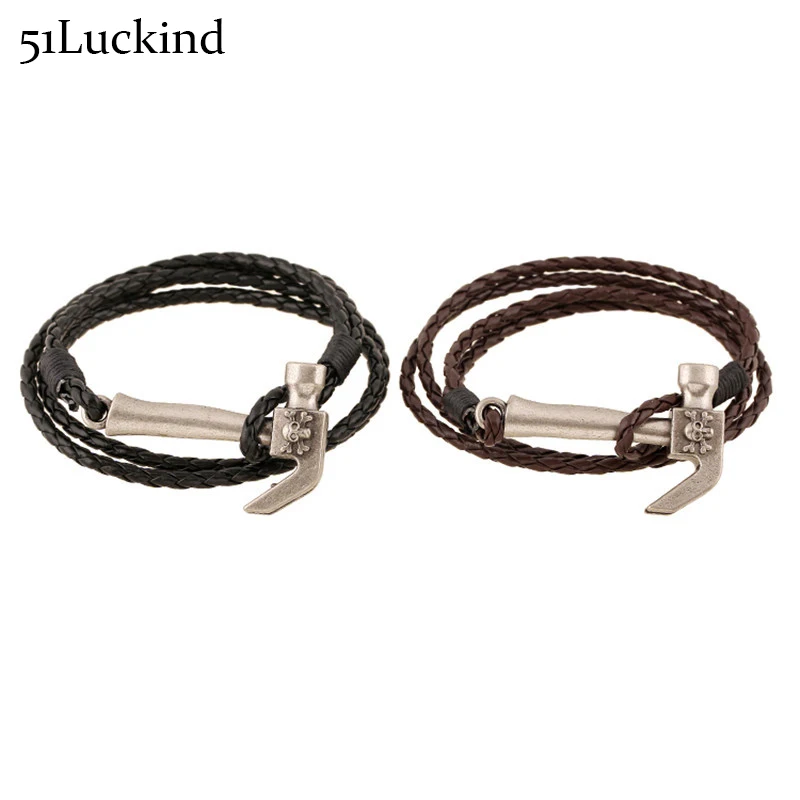 Punk Multilayer Braided Leather Bracelet Charms Handmade Viking Punk Multilayer Braided Leather