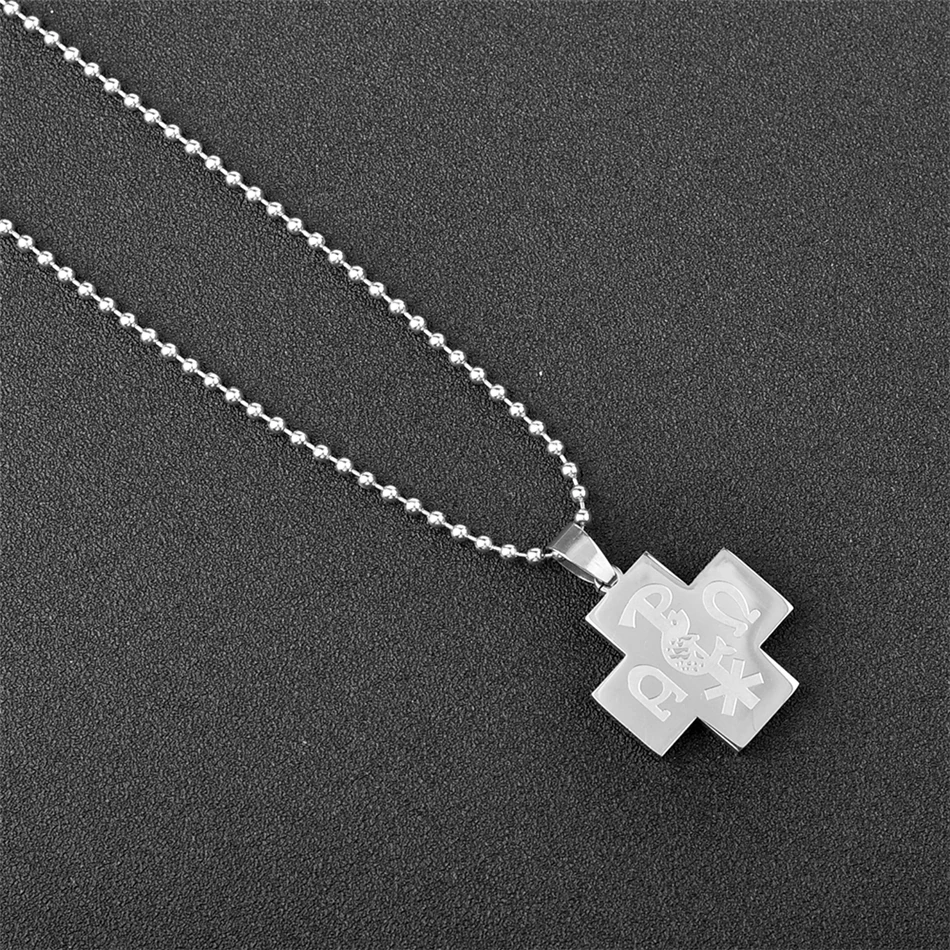 Mens Necklace Stainless Steel Vintage Knights Templar Iron Cross