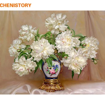 

CHENISTORY No Frame Europe Flowers DIY Painting By Numbers Modern Wall Art Picture Acrylic Paint By Numbers For Living Room Art