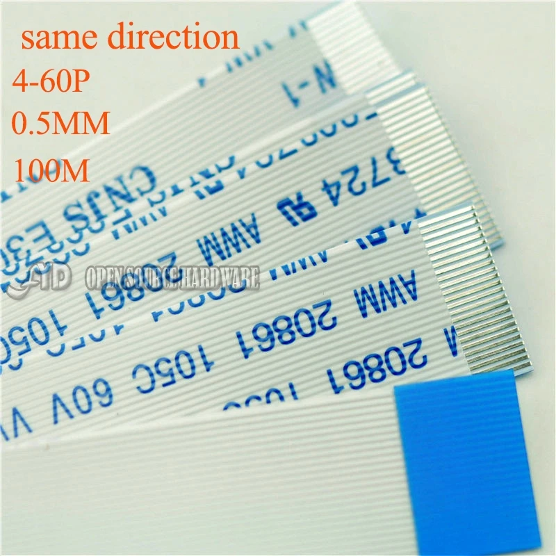 5 шт./лот изоляционный материал 0.5 мм 4-60PIN FFC TTL длина кабеля 100 мм в том же направлении