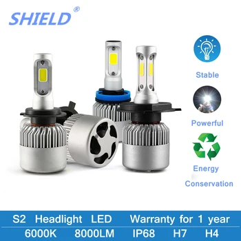 

2 Pcs Car Led Headlight Bulbs H4 LED H7 H11 H27 H1 H3 9005 HB3 9006 HB4 COB 12V 72W 8000LM 6500K Fog Light Auto Headlamp Lamps