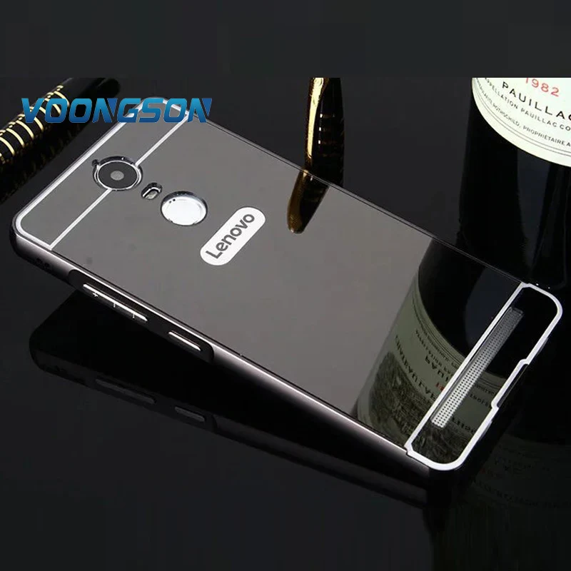 For Coque Lenovo K6 Note Mirror Case Aluminum Metal Frame