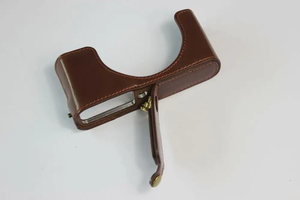 Custodia In Pelle Pu Mezza Custodia Camere Per Leica D-Lux7 D-Lux 7 D7 Con Apertura Della Batteria