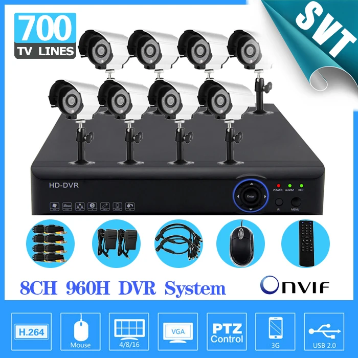8ch cctv 3g dvr system 960h recording playback security 700tvl outdoor camera kit hdmi 1080pkit