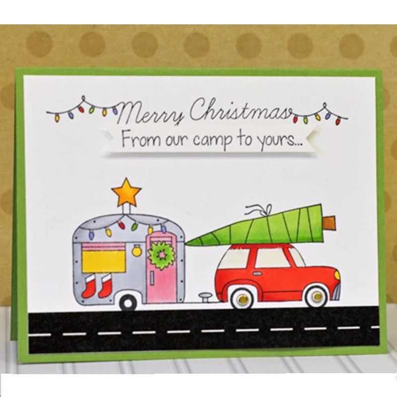 6x8in Merry Christmas Camp прозрачный чистый силикон штамп DIY Скрапбукинг/Фотоальбом Карта ручной работы декоративный прозрачный штамп