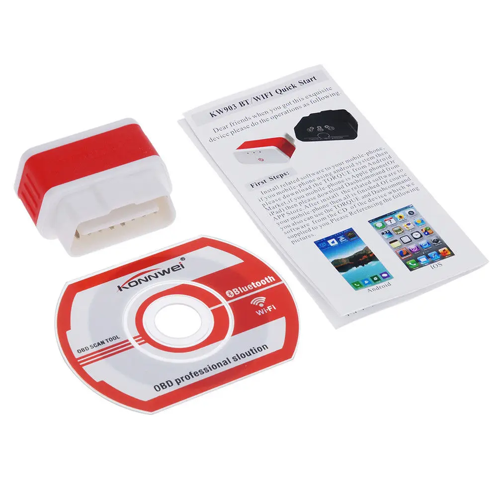 KONNWEI KW901 ELM327 OBD2 Bluetooth автомобильный диагностический инструмент KW 901 elm 327 wifi для Android/IOS сканер кода dfdf