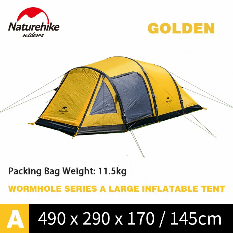 Naturehike червоточина серии палатка для кемпинга 3-8 человек семейная палатка дышащая водонепроницаемая надувная палатка для путешествий - Цвет: 3-4 Persons-Golden