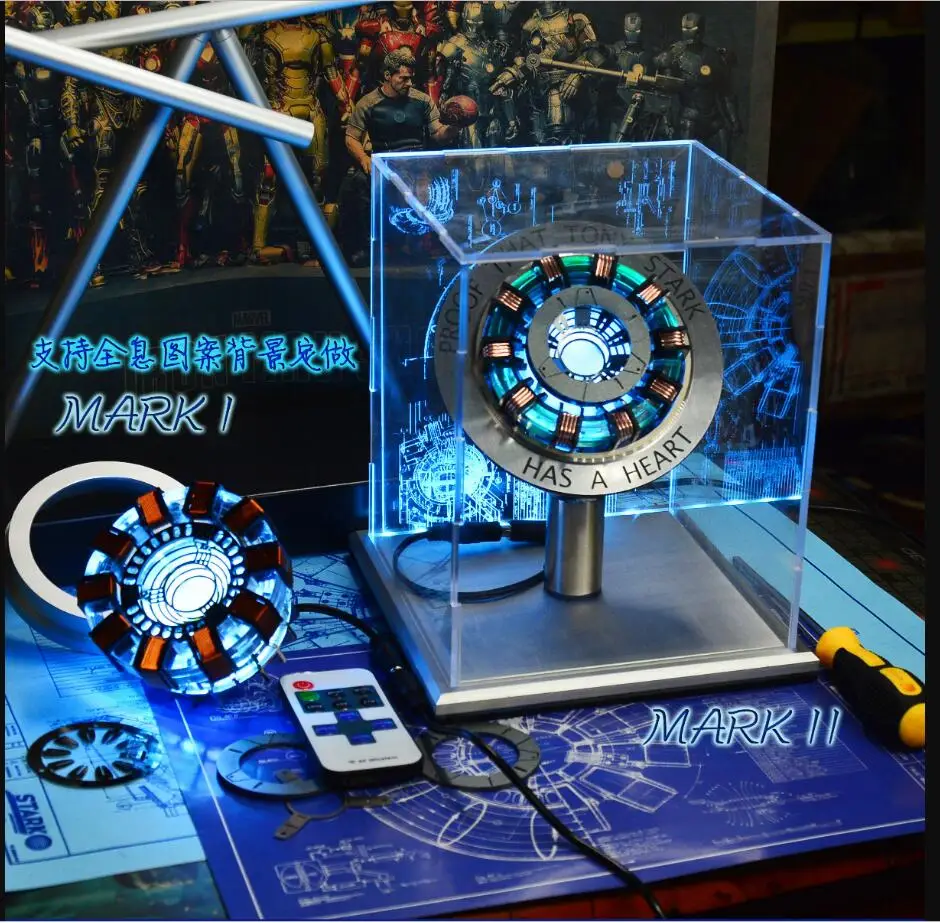 

1:1 Iron Man Arc Reactor Remote Light Arc MK1 Iron Man DIY Parts Model Assembled core display stand (With English manual)