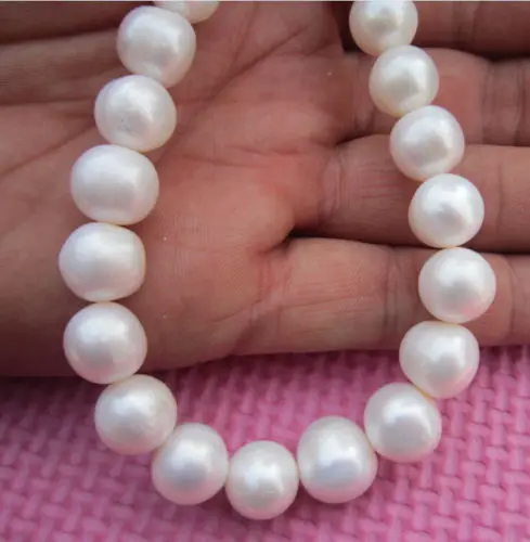 

Hot selling free shipping*******SINGLE STRANDS 12-14MM SOUTH SEA GENUINE WHITE PEARL NECKLACE 14KGP 17