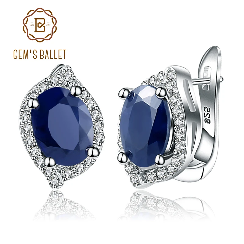 

Gem's Ballet 3.26C Natural Blue Sapphire Gemstone Vintage Stud Earrings 925 Sterling Silver Fine Jewelry For Women Drop Shipping