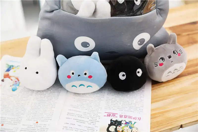 Bolsa de Totoro Grande Pudim Bolsa Totoro Travesseiro Boneca pp Algodão Macio Almofada Simulação Petiscos Inovadores um 8 Pçs 9 Um grande saco de totoro 8 pçs