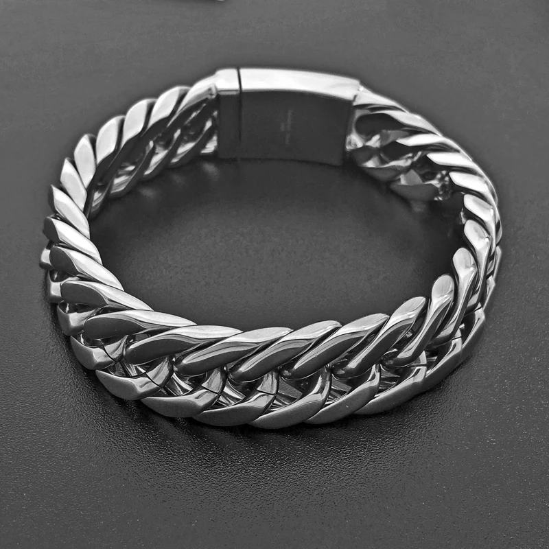 Chain Cuba Bracelet For Men Fashion Jewelry Silver Chain Stainless ...