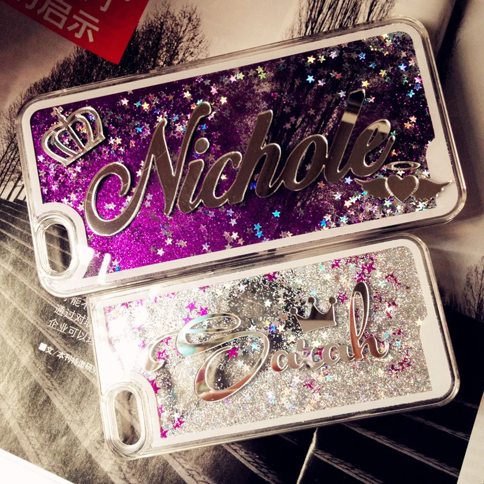 case 5s your own iphone customize for Glitter Name liquid case X Exclusive iphone Customize