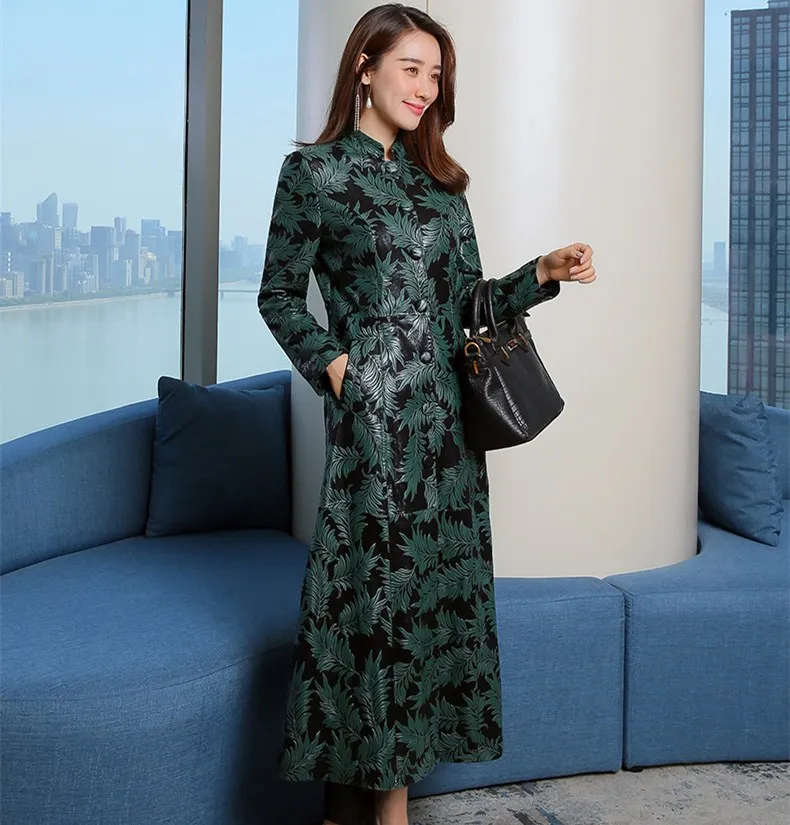 

Women Genuine Leather Jacket Coat 2019 Large Size 3XL Fashion Overcoats Female Winter long Slim real leather Windbreaker Lady