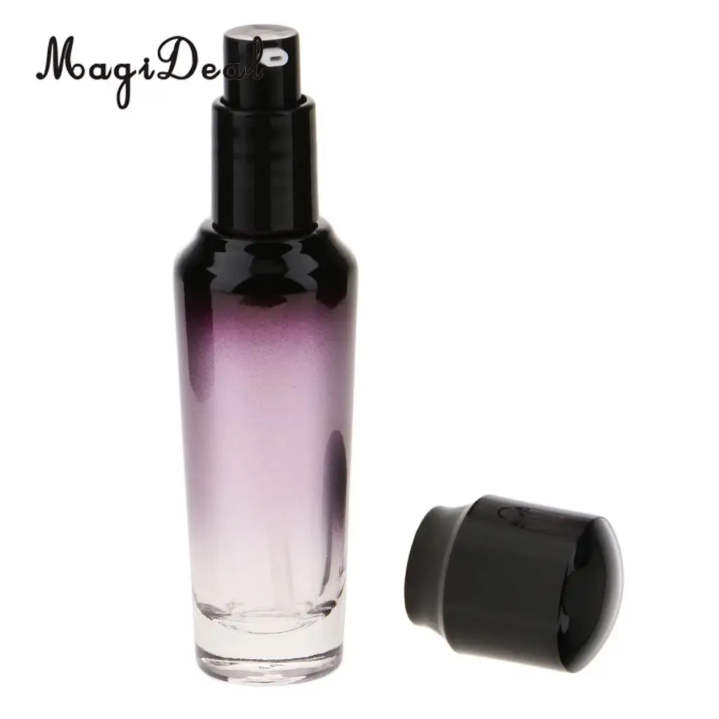 3 Pack 35/55/100ml Empty Glass Container Makeup Face Cream Lotion Treatment Pump Bottle Jar Pot Cosmetic Refillable Container