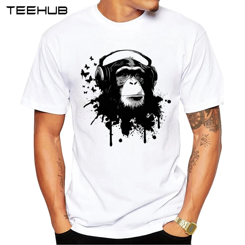 Мужская модная футболка TEEHUB с принтом музыкальной DJ обезьяны новинка 2019