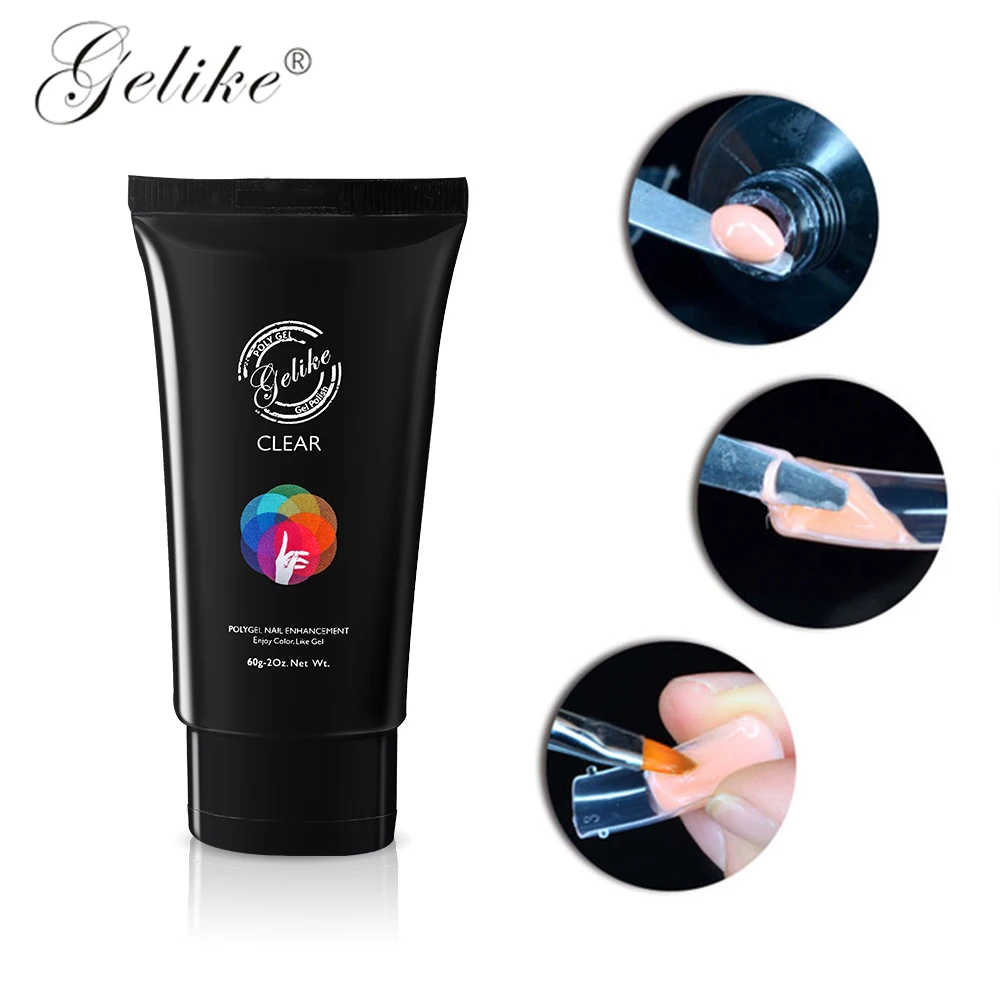 

Gelike 60ml Poly Gel Pink White Clear Quick Extension Gel UV LED Acrylic Builder Gel Tips Enhancement Slip Solution Nail Ar