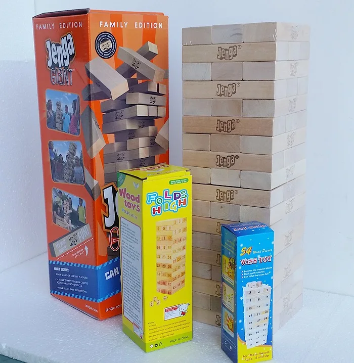 

54pcs Extra Biggest Largest Wooden Jenga Giant Game Stack Blocks Building Blocks Hardwood Game Stacks to 5+ feet. Ages 6+ Adults