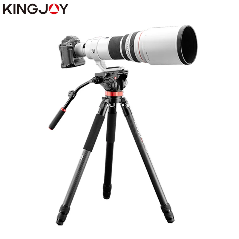 KINGJOY официальный K4007/K4207 Сверхмощный Профессиональный штатив из углеродного волокна для видеокамеры штатив подставка для всех моделей Movil SLR DSLR