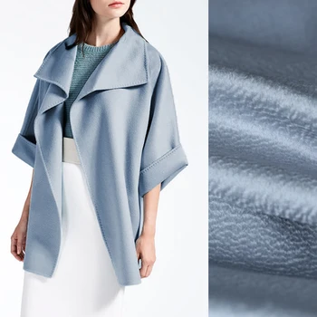 

150CM Wide 570G/M Weight Blue Water Wave Silk Cashmere Wool Autumn and Winter Overcoat Outwear Fabric DE915