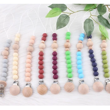 

Custom Baby Personalize Name pacifier Clip Silicone Beech Beads Binky Clip Pacifier Chain Chew Baby Teether Toys Nipple Holder