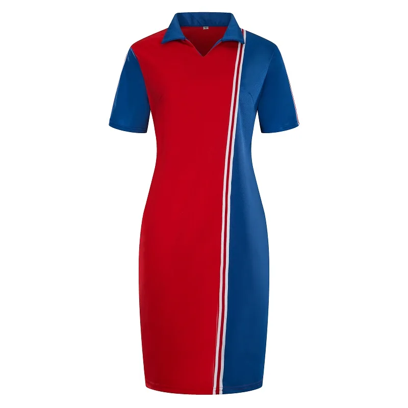 2019 New Designer Maxi Plus Size 6XL Polo Dress T Shirt  Ladies Women Dress Summer Oversized Polo Vestidos Patchwork Casual Gift